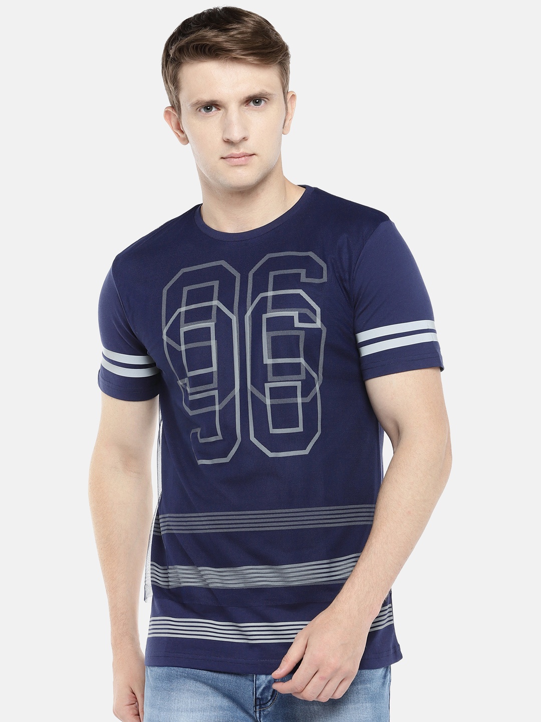 

Globus Men Navy Blue Printed Round neck T-shirt