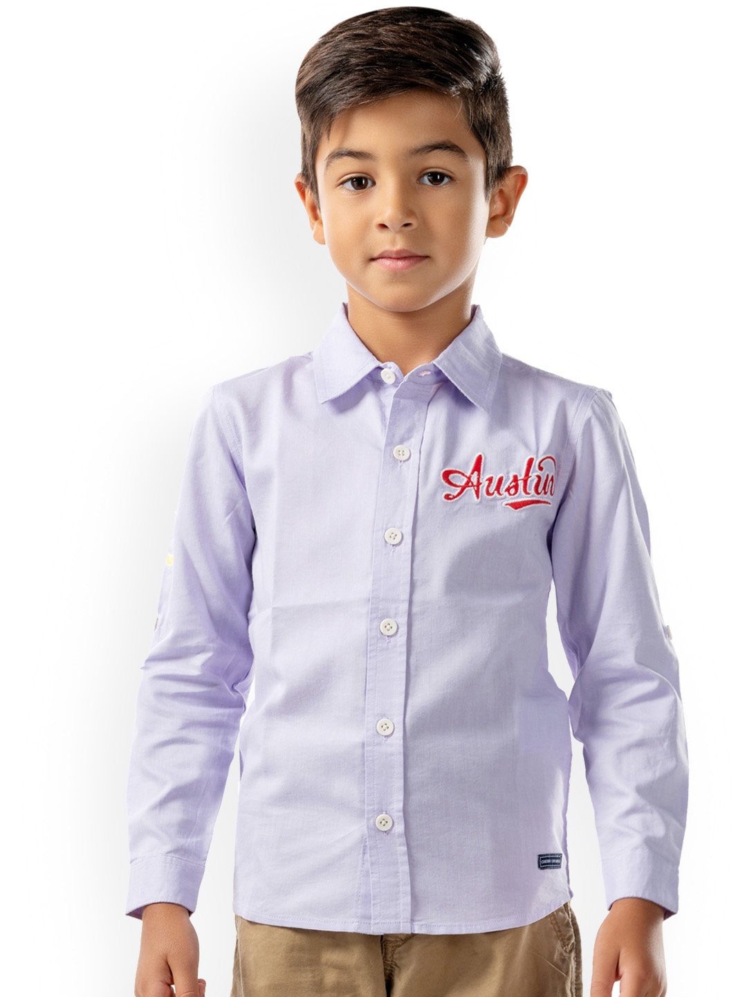 

Cherry Crumble Boys Purple Regular Fit Printed Casual Shirt