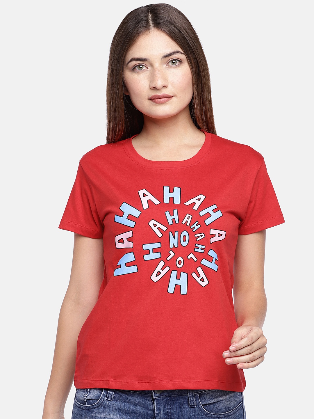 

Globus Women Red Printed Round Neck T-shirt