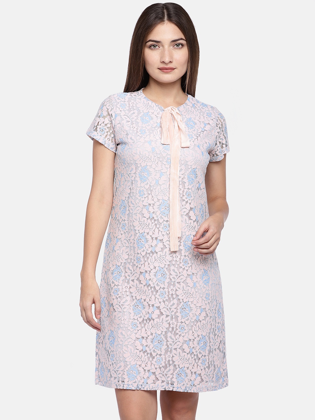 

Globus Women Pink Self Design A-Line Dress
