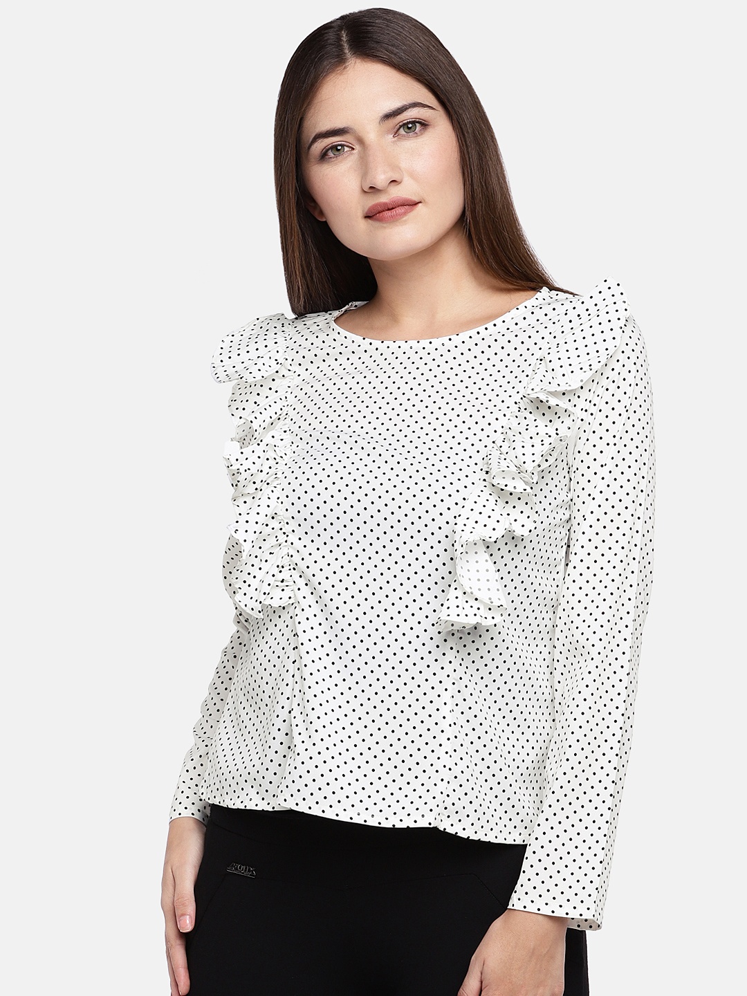 

Globus Women White & Black Printed Top