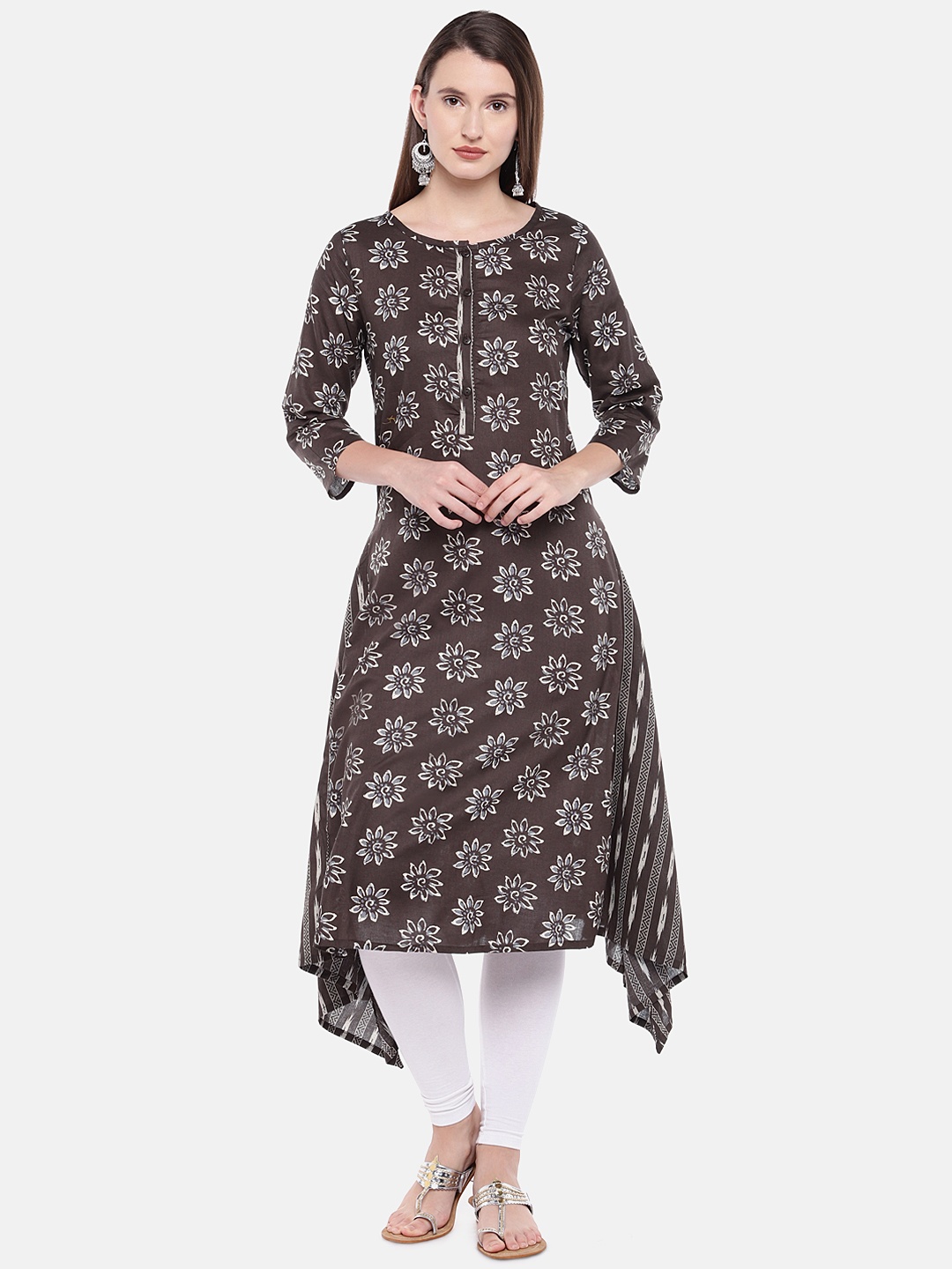 

Globus Women Brown Printed A-Line Kurta