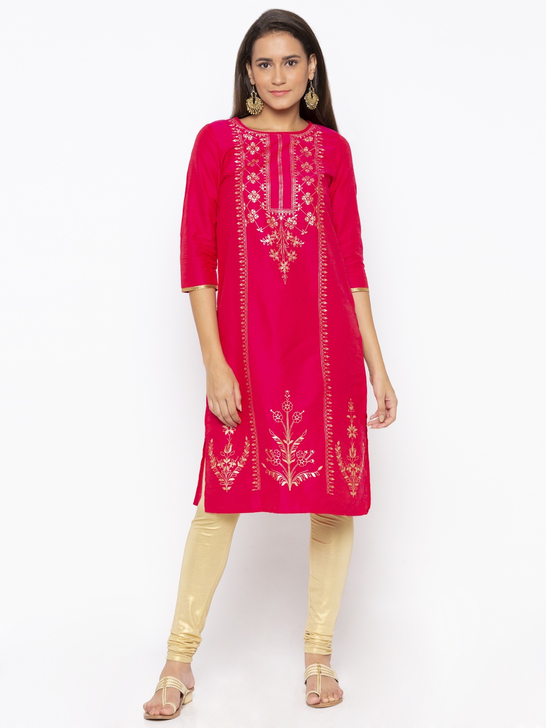 

Globus Women Pink Printed Straight Kurta
