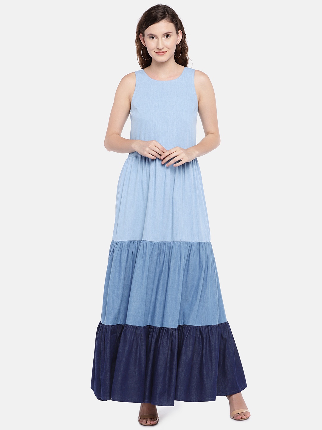 

Globus Women Blue Colourblocked Maxi Dress