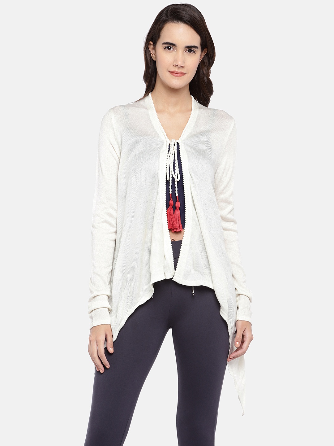 

Globus Women White Solid Tie-Up Shrug