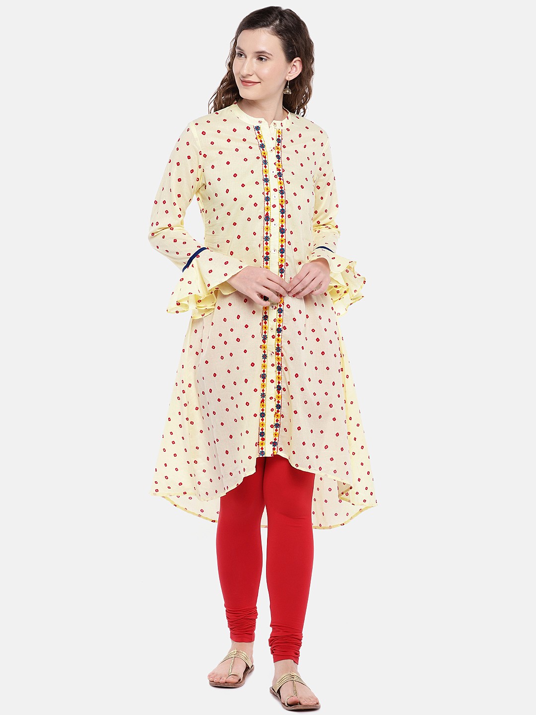 

Globus Women Beige Printed Straight Kurta