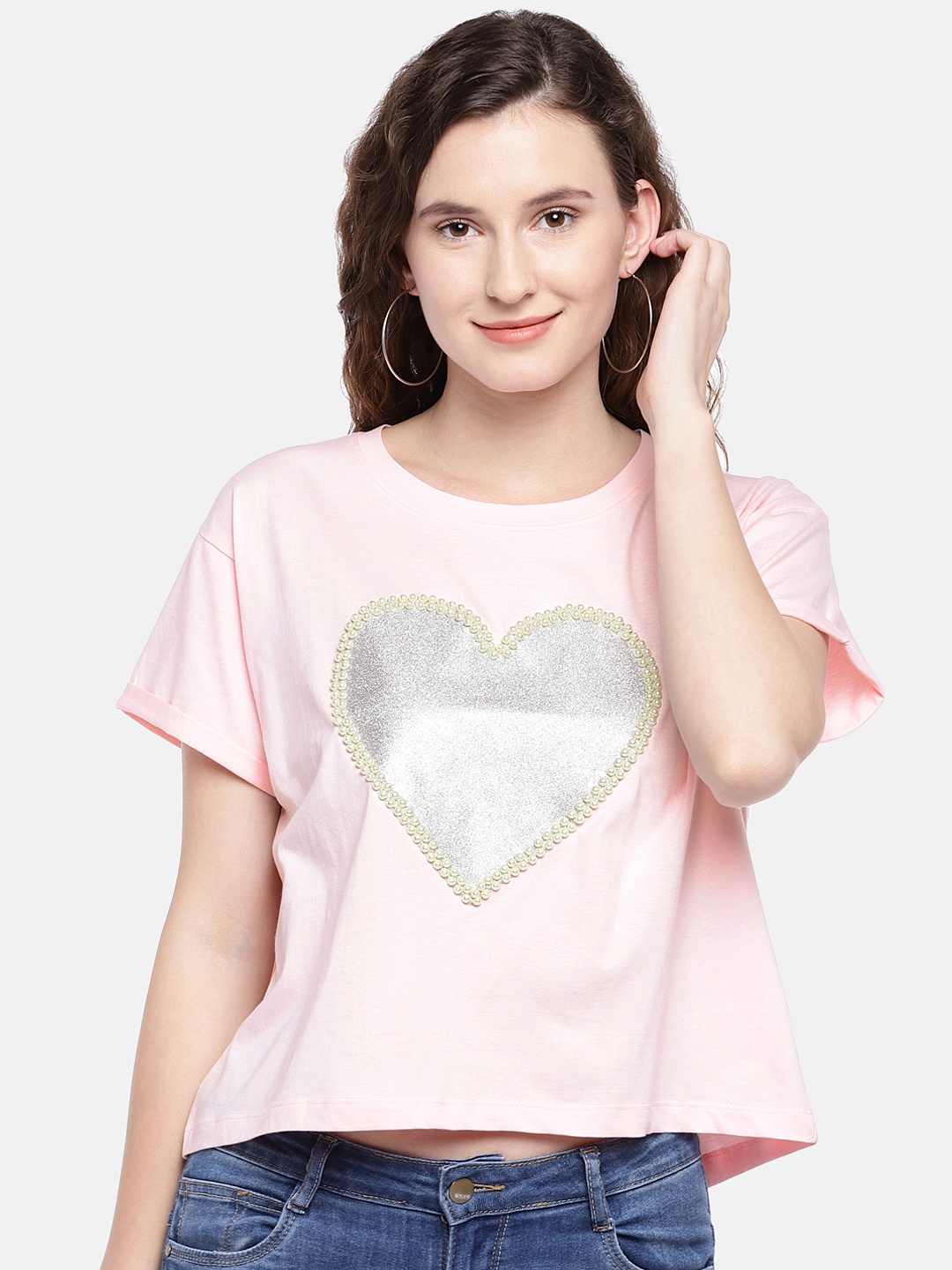 

Globus Women Pink Printed Round Neck T-shirt