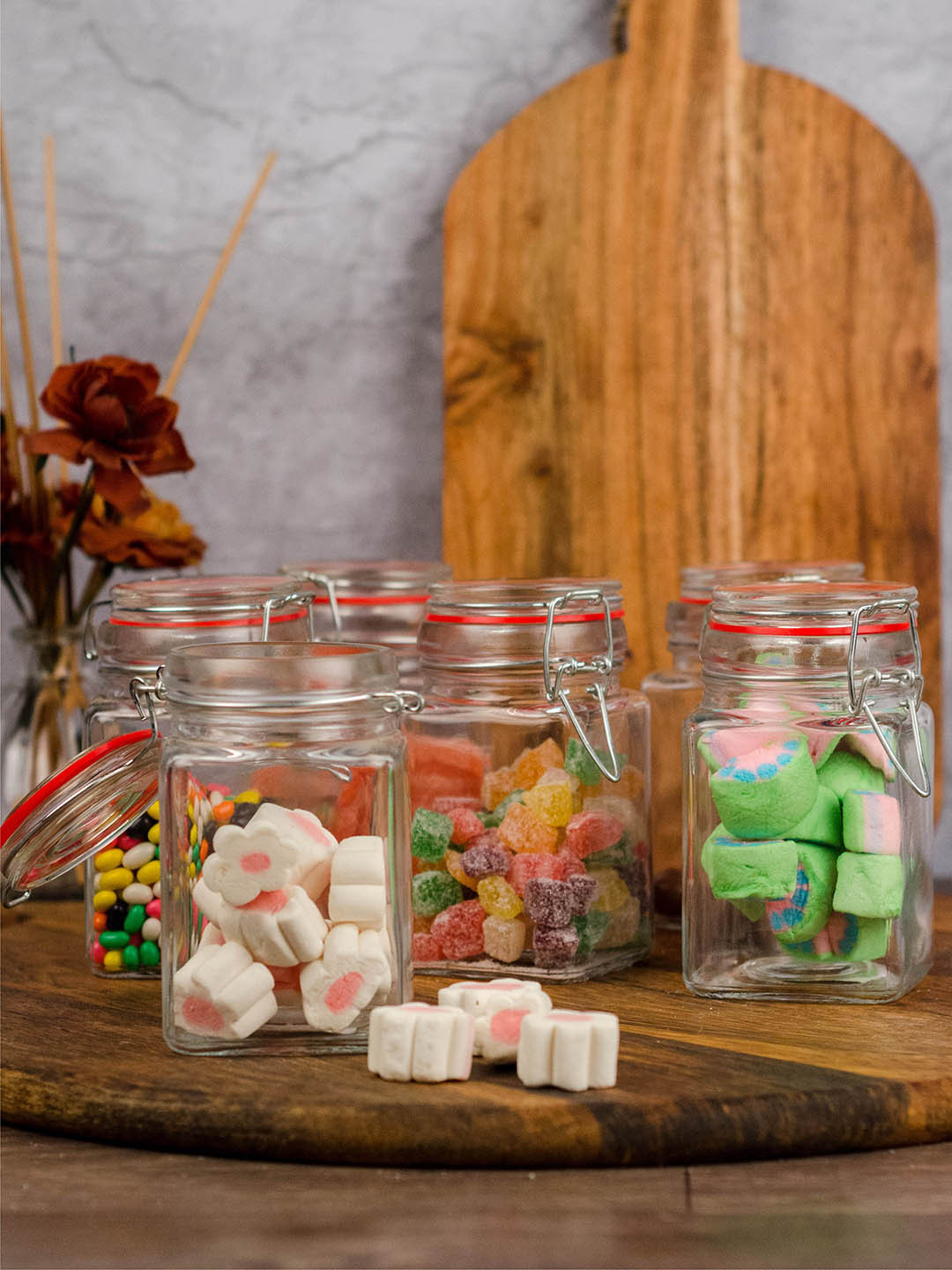 

GOODHOMES Set of 12 Food Storage Glass Jars, Transparent