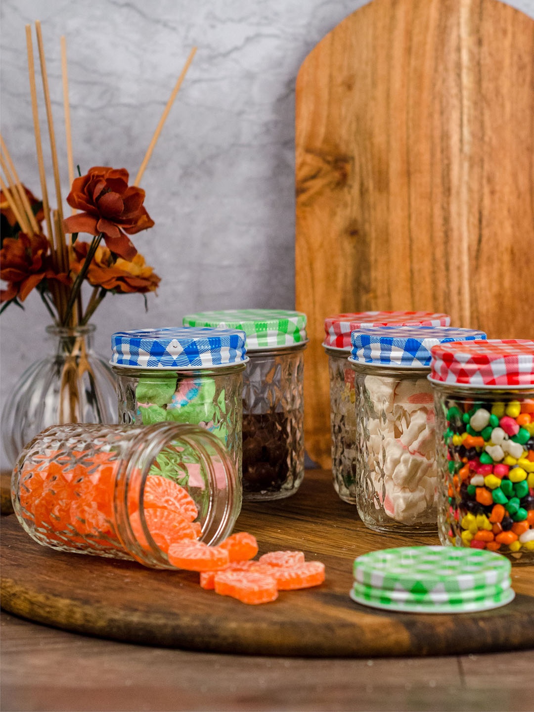

GOODHOMES Set of 12 Food Storage Glass Jars, Transparent