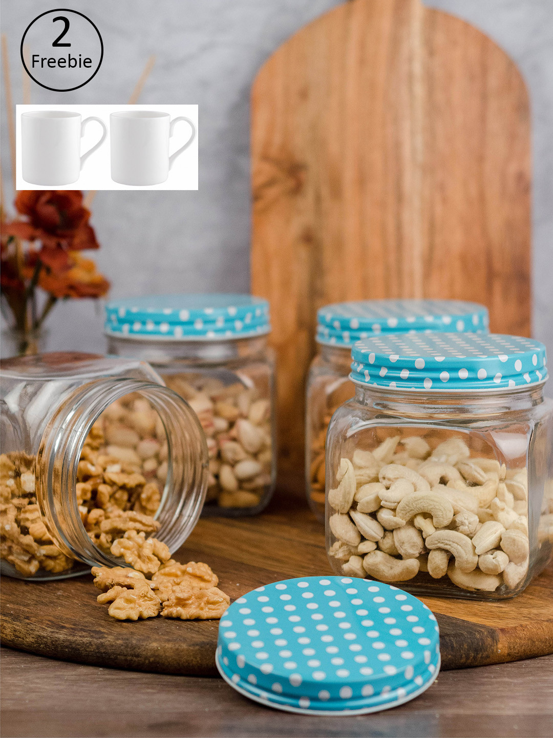 

GOODHOMES Set of 4 Food Storage Glass Jars, Transparent