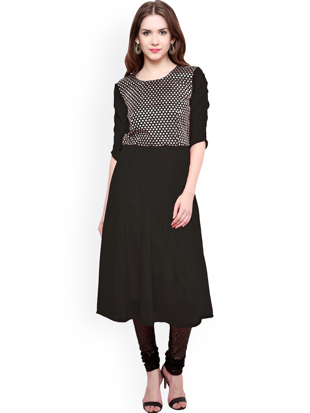 

Pannkh Black Kurta with Yoke