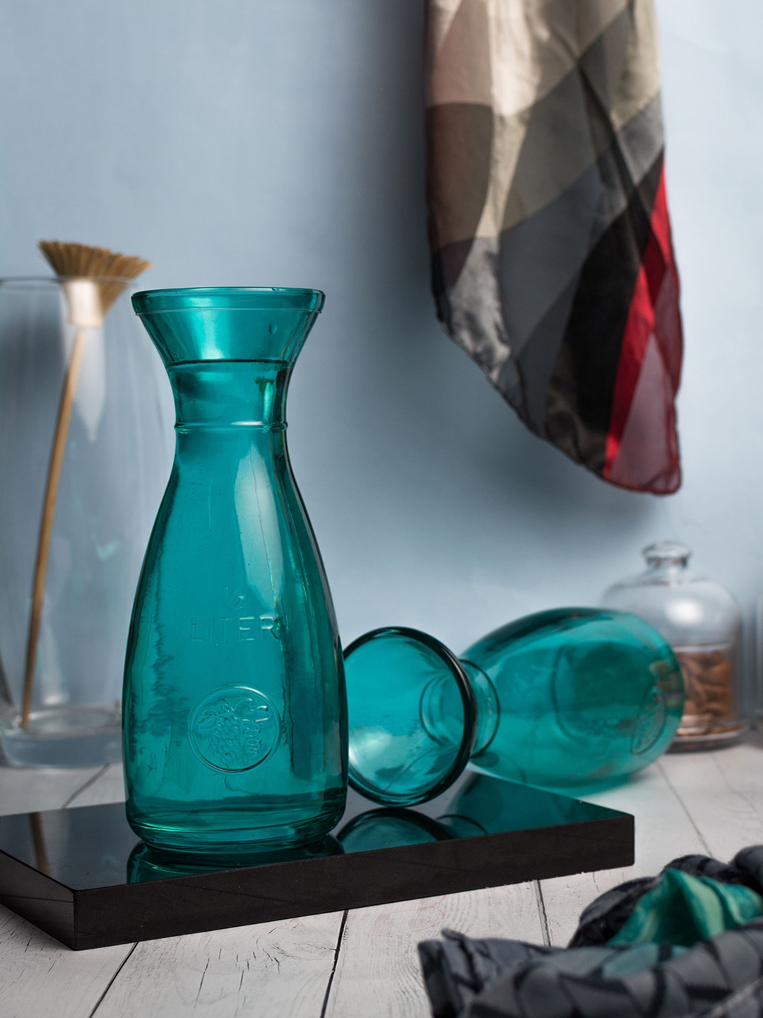 

Pasabahce Set Of 2 Blue Carafe 500ml each