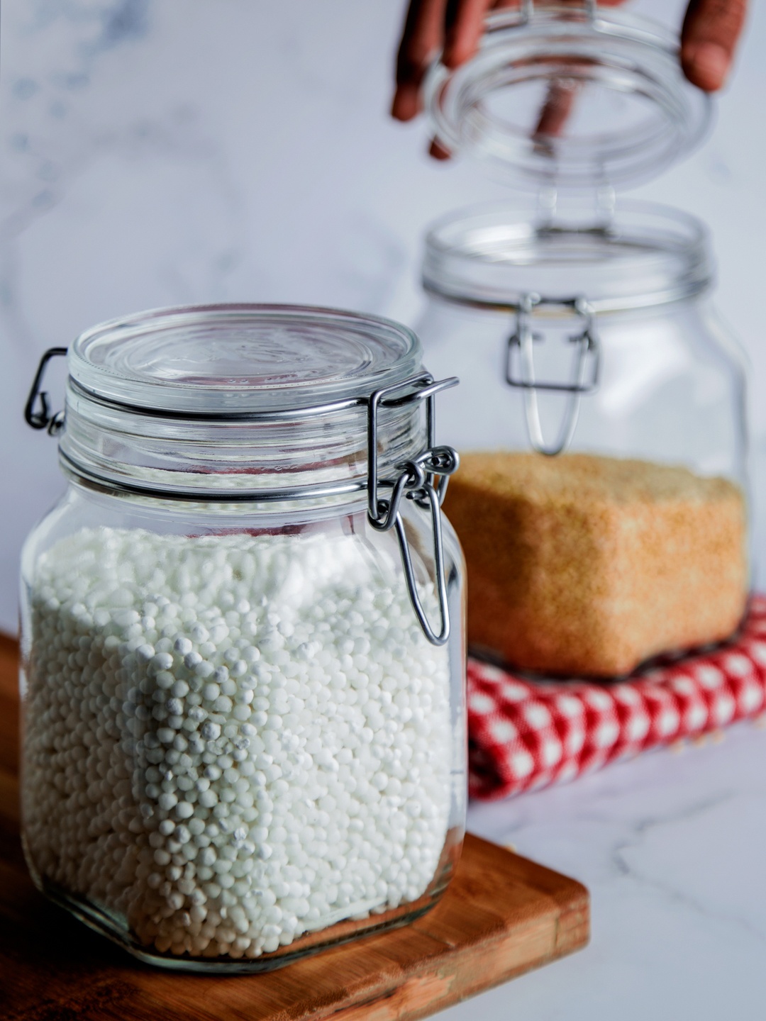 

Bormioli Rocco Fido Set of 2 Glass Jar with Clear Glass Lid and Rubber Gasket, Transparent