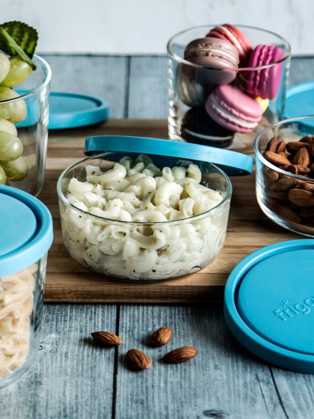

Bormioli Rocco Frigoverre Set of 5 Transparent Compact Containers with Blue Lids