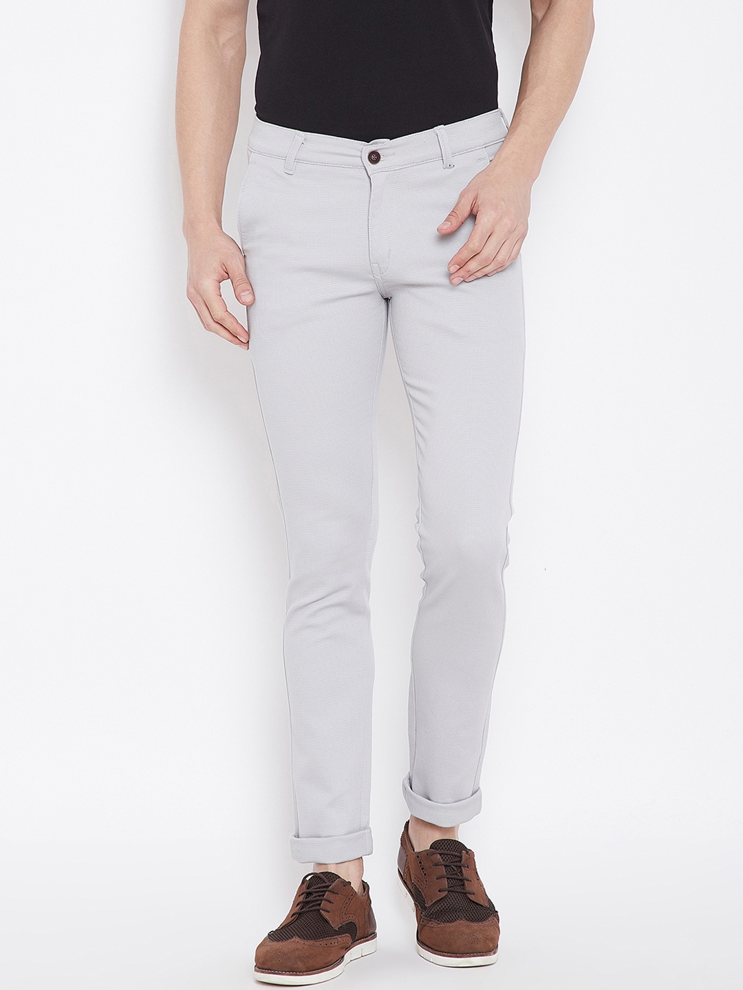 

Nation Polo Club Men Grey Skinny Fit Solid Regular Trousers