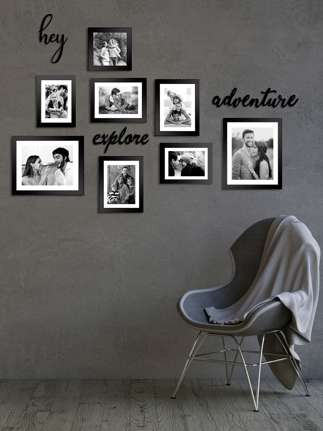 

Art Street Set of 8 Black Solid Wall Photo Frames