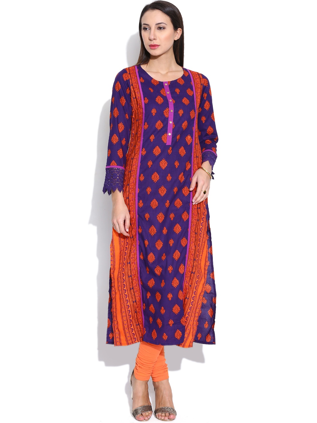 

Vishudh Purple & Orange Printed Kurta