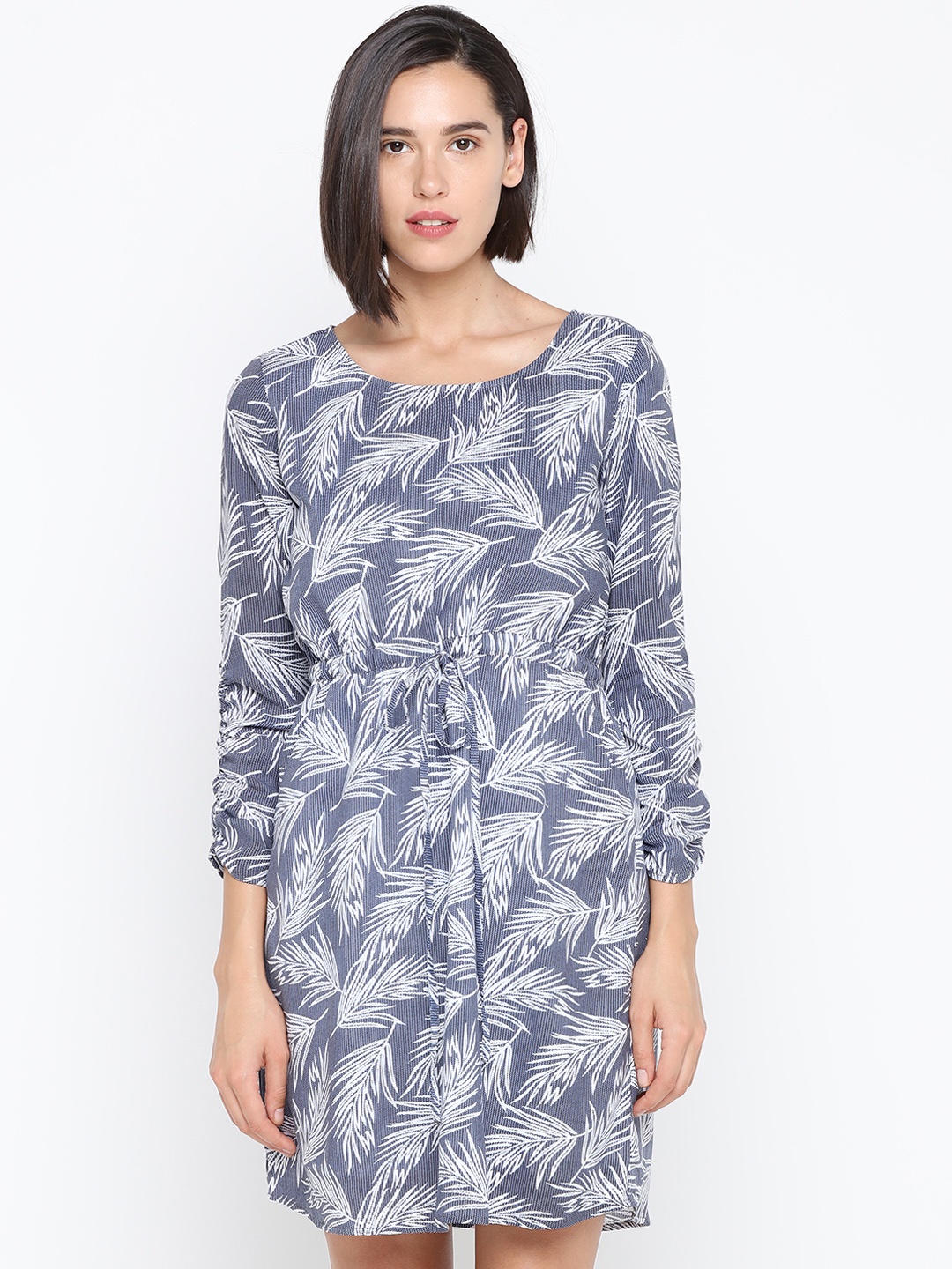 

IDK Women Blue Printed A-Line Dress