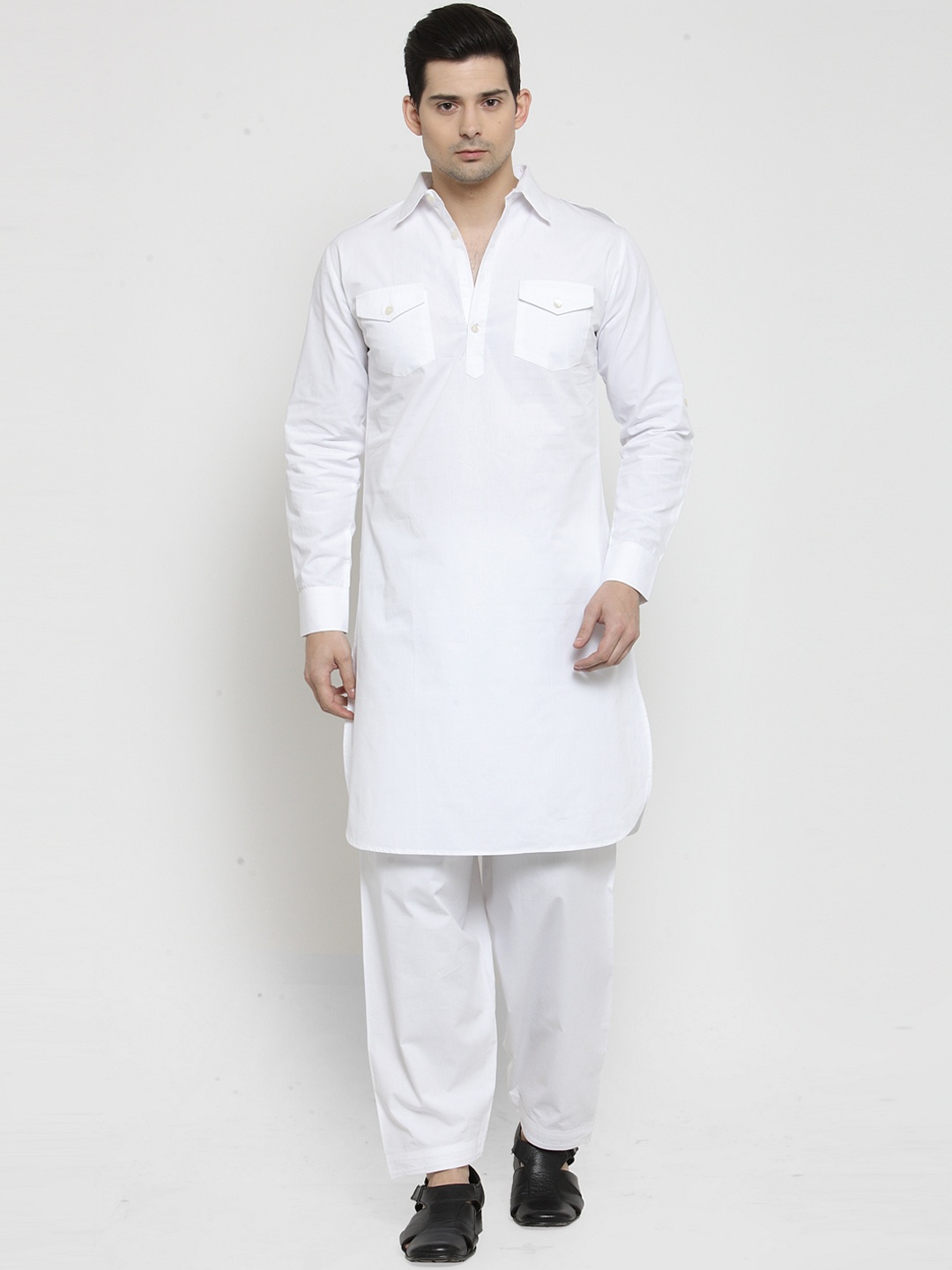 

WESTCLO Men White Solid Pathani Kurta