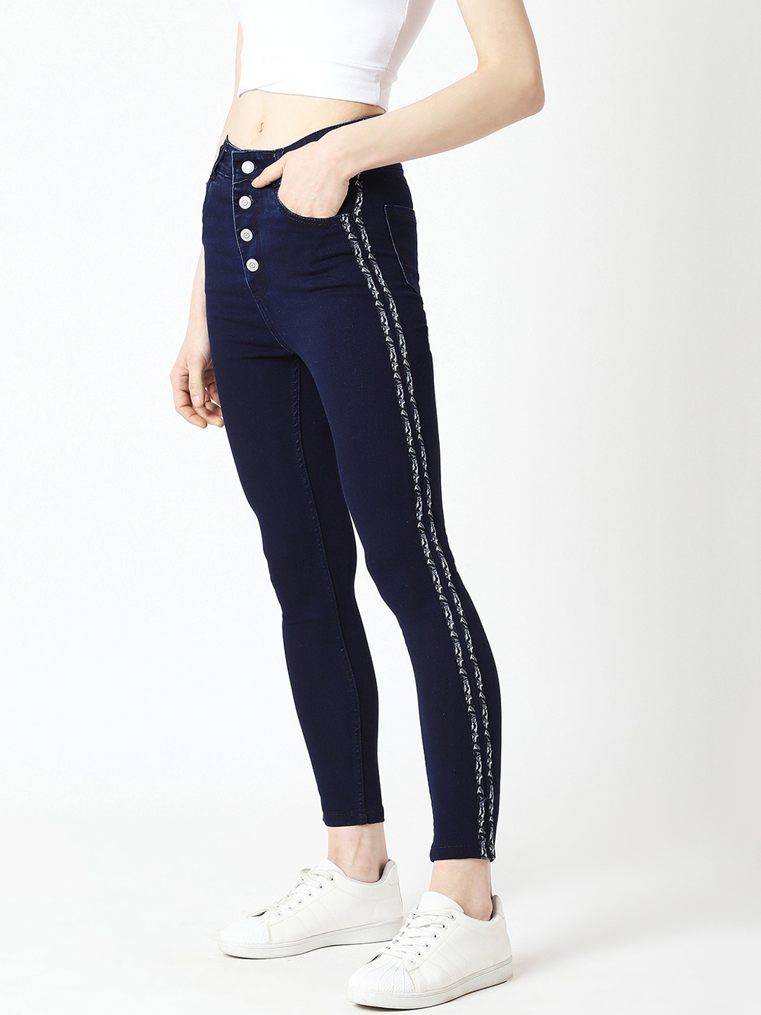 

Miss Chase Women Navy Blue Skinny Fit High-Rise Clean Look Jeans