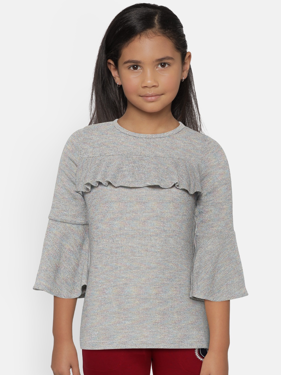 

Natilene Girls Grey Shimmer Top