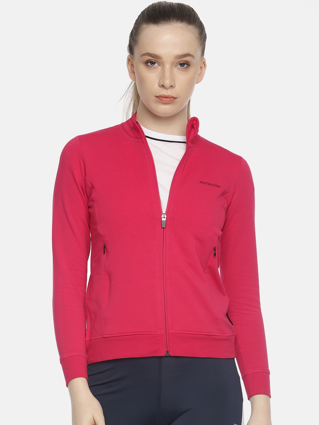 

Fruit of the loom Women Pink Solid Sweatshirt