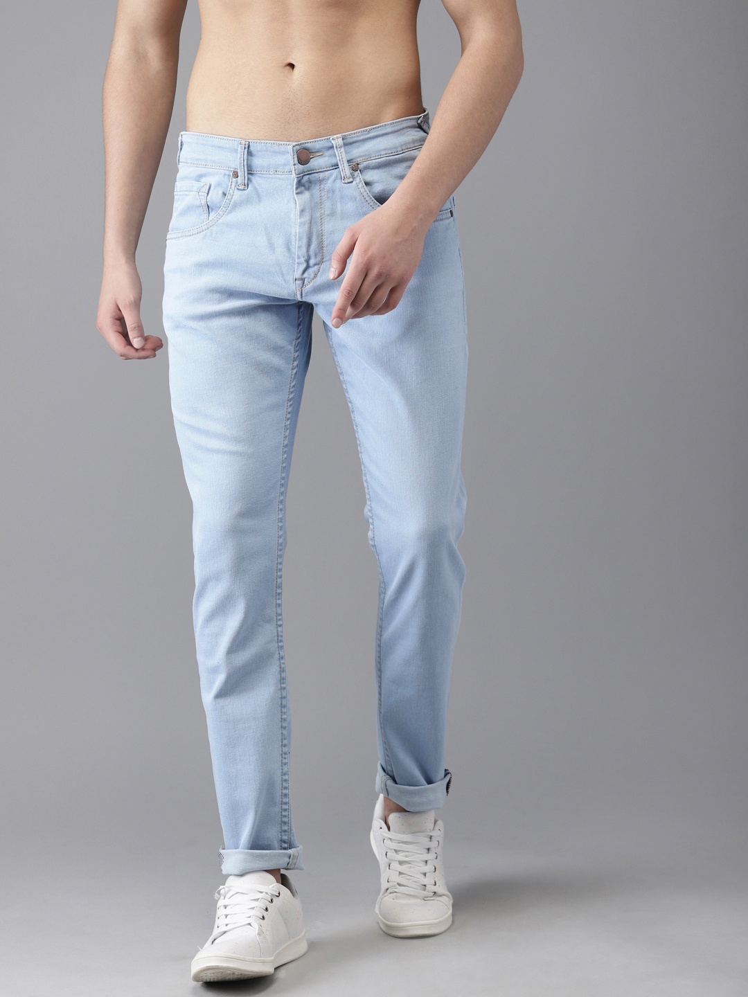 

HERE&NOW Men Blue Skinny Fit Mid-Rise Clean Look Stretchable Jeans