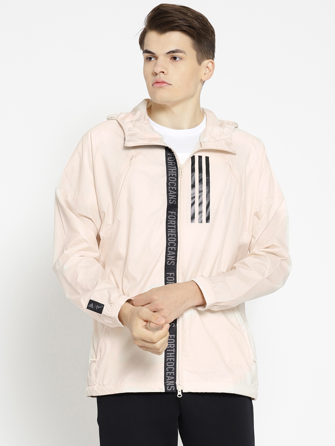 

ADIDAS Men Beige W.N.D. Windcheater Lightweight Hooded Sporty Jacket
