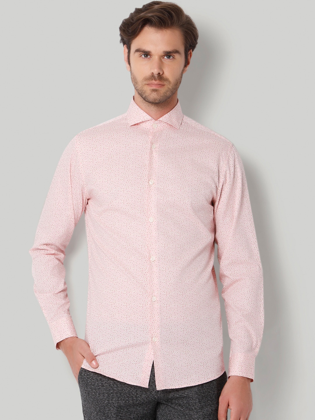 

SELECTED Men White Classic Slim Fit Opaque Printed Casual Shirt