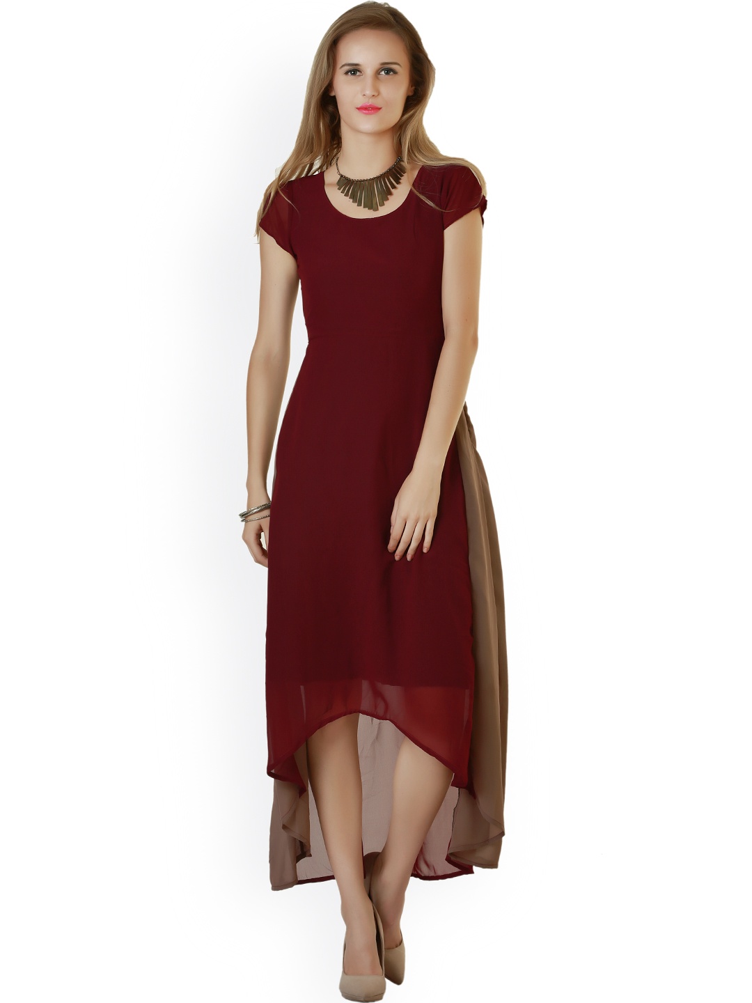 

Belle Fille Maroon High-Low Dress