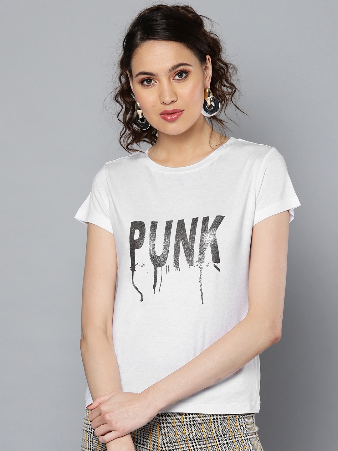 

STREET 9 Women White Printed Round Neck T-shirt