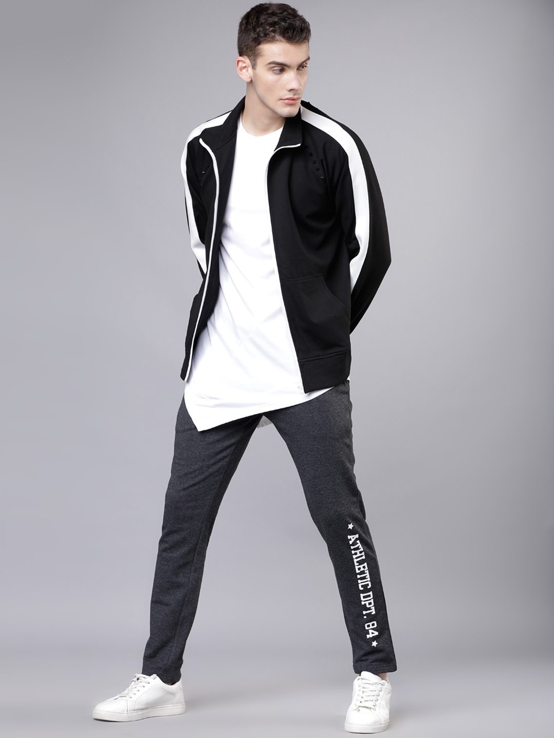 

HIGHLANDER Men Charcoal Grey Solid Slim-Fit Track Pants