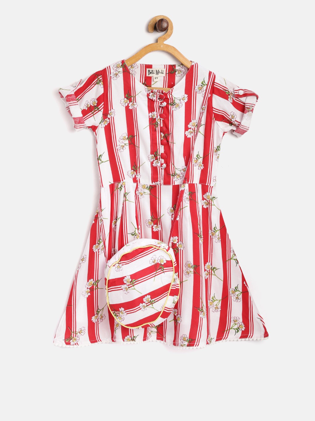 

Bella Moda Girls White & Red Printed Fit & Flare Dress