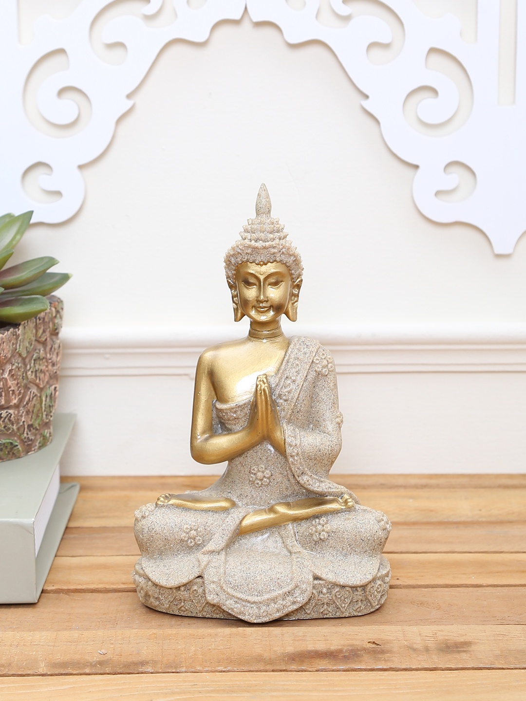 

TAYHAA Grey Stone Dust Lord Buddha Showpiece