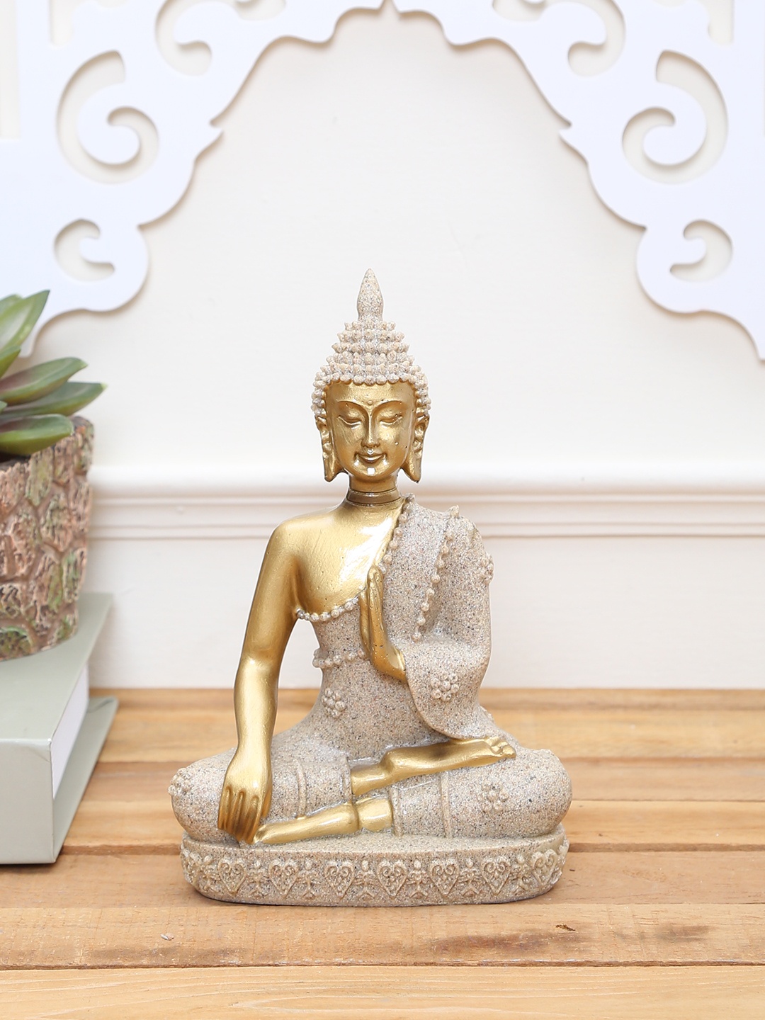 

TAYHAA Grey Stone Dust Lord Buddha Showpiece