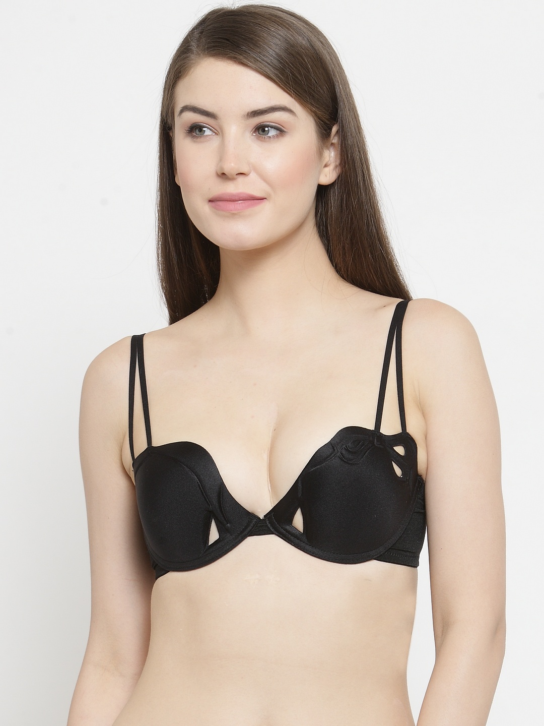 

PrettyCat Black Solid Underwired Heavily Padded Plunge Bra PC-BR-5178