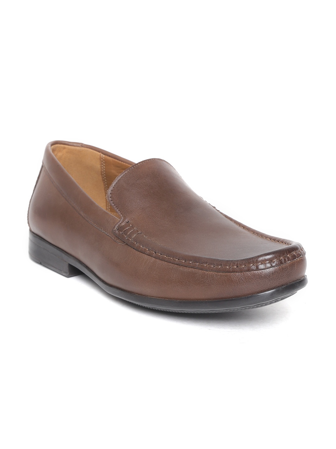 

Clarks Men Brown Solid Leather Semiformal Slip-Ons