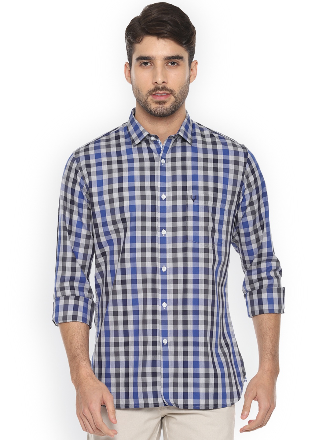 

Allen Solly Men Blue & Black Slim Fit Checked Casual Shirt