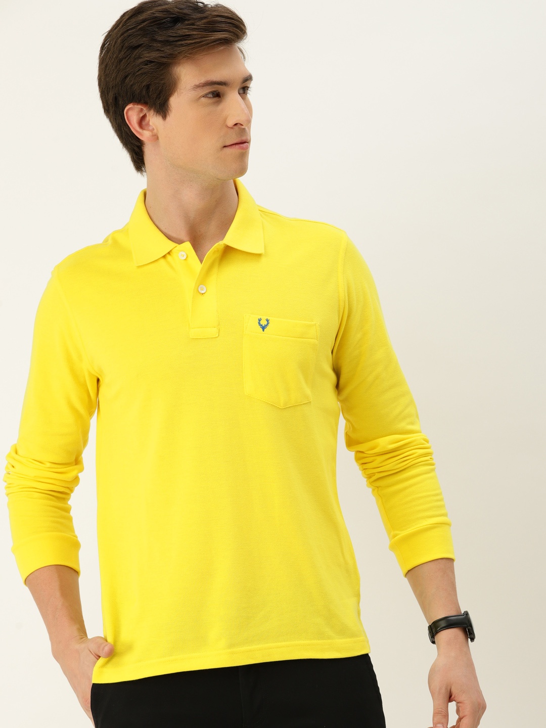 

Allen Solly Men Yellow Solid Polo Collar T-shirt