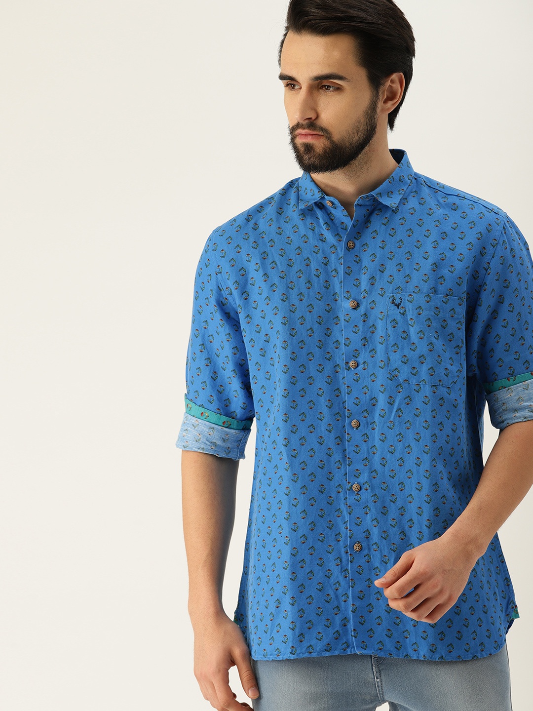 

Allen Solly Men Blue Slim Fit Printed Casual Shirt