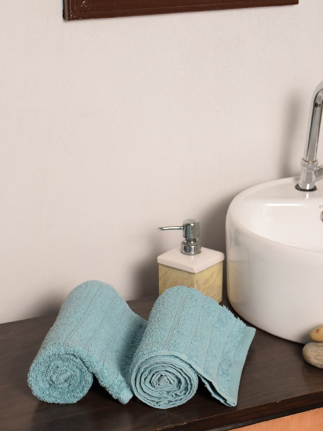 

Avira Home Set of 2 Blue Solid 500 GSM Cotton Hand Towels