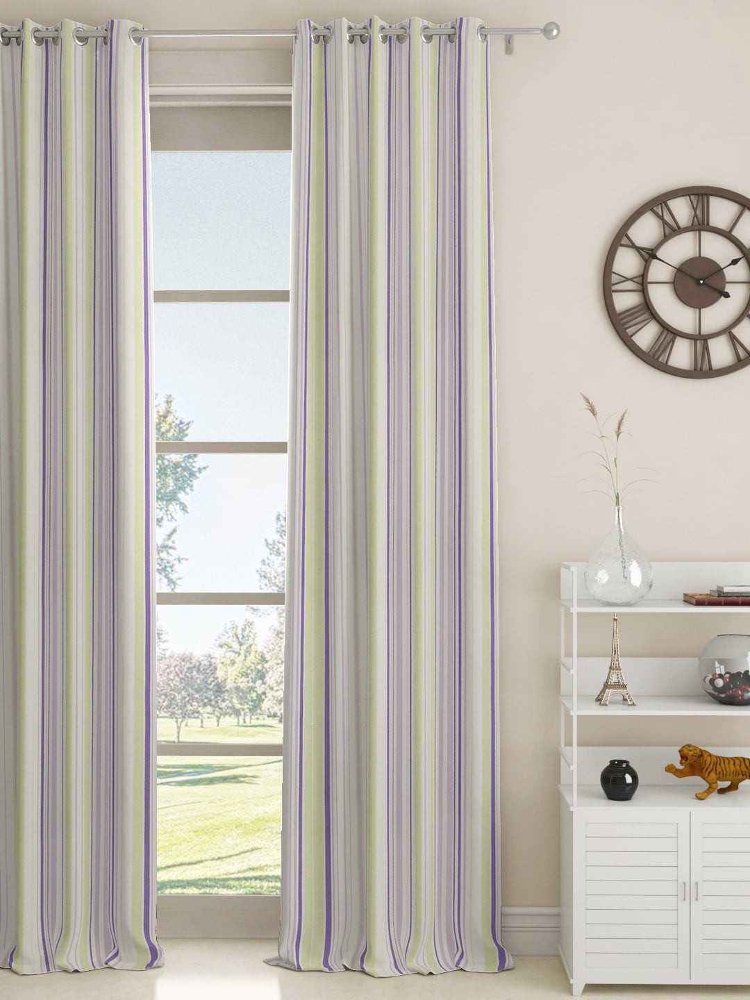 

GM White & Purple Striped Door Curtain