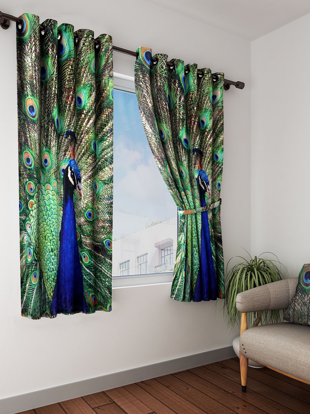 

Home Sizzler Set Of 2 Printed Room Darkening Window Curtains, Multi