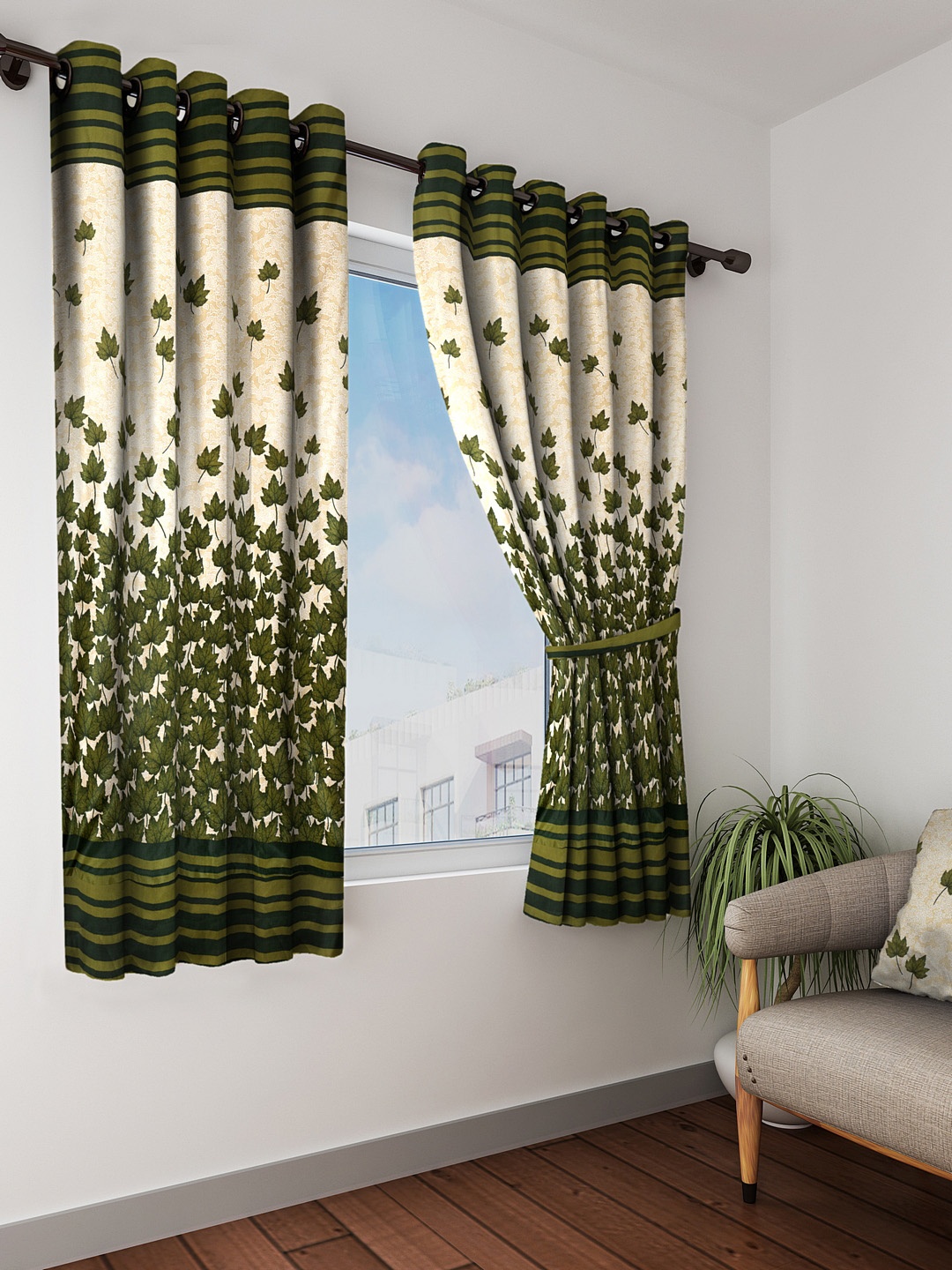 

Home Sizzler Set of 2 Green Window Curtains
