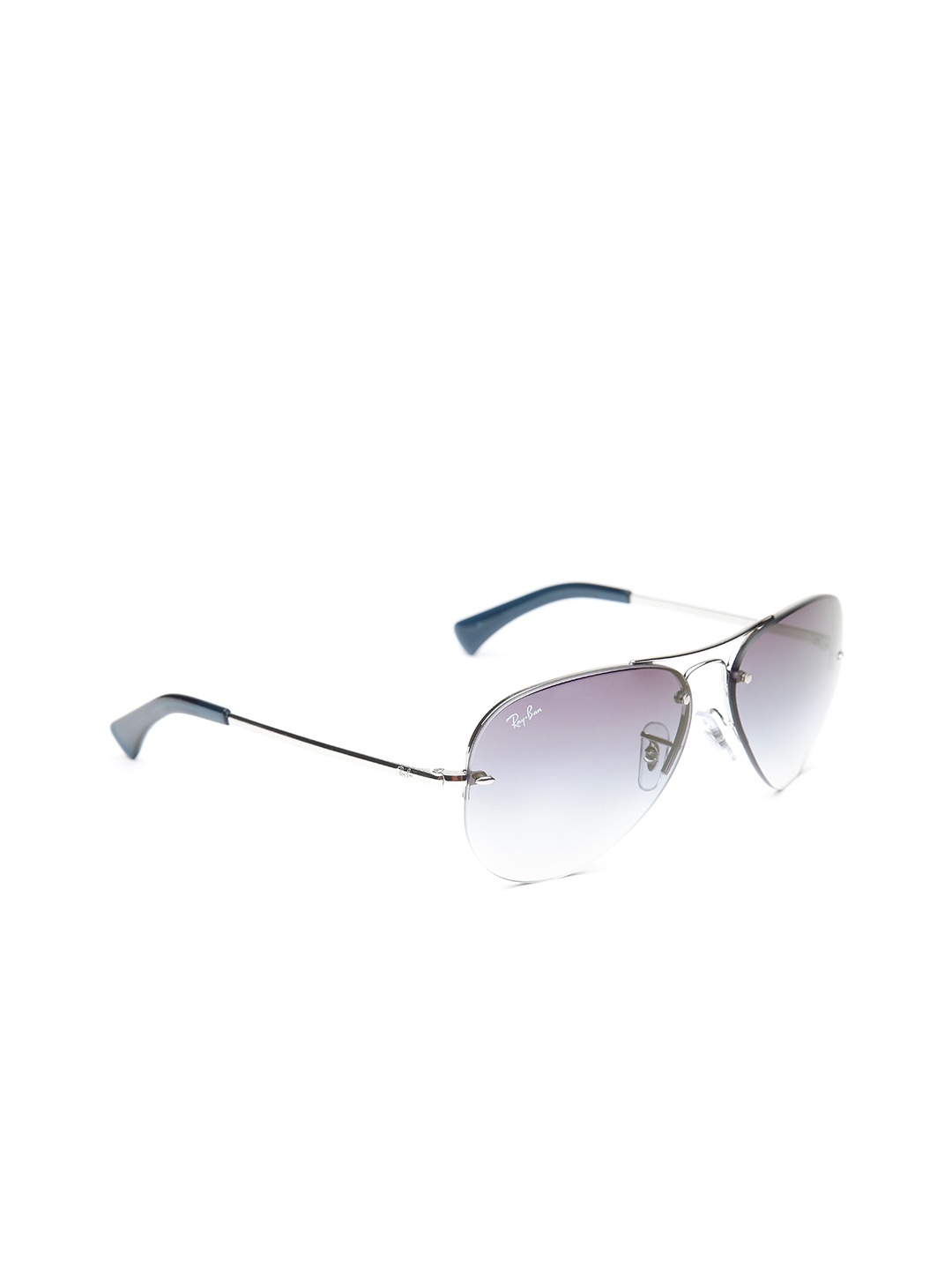 

Ray-Ban Men Half-Rim Aviator Sunglasses 0RB344991290S, Blue