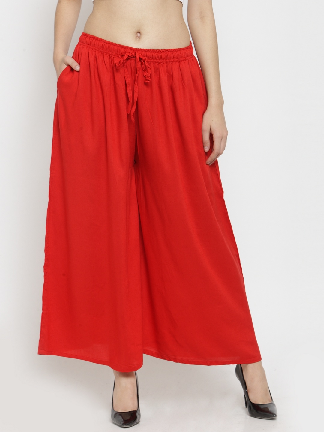 

Clora Creation Women Red Solid Flared Palazzos