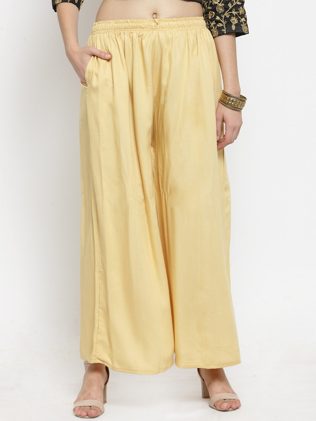 

Clora Creation Women Yellow Flared Solid Palazzos