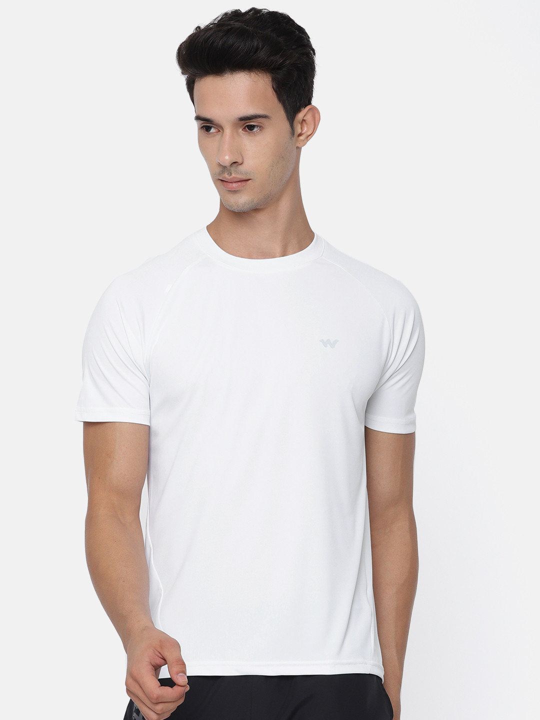 

Wildcraft Men White Solid Round Neck Pure Cotton T-shirt
