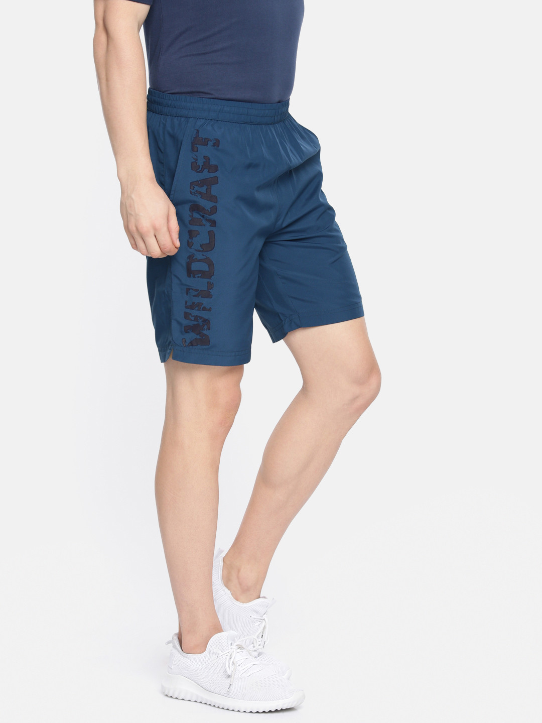 

Wildcraft Men Navy Blue Printed Regular Fit Running Sports Shorts