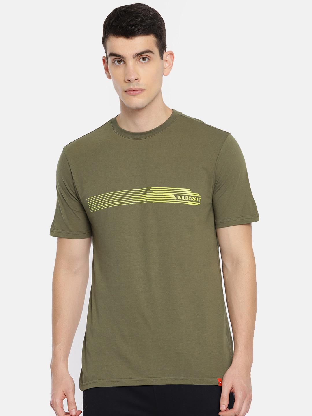 

Wildcraft Men Olive Green Solid Round Neck Pure Cotton T-shirt